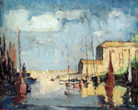 William Ludlow (fl.1930-1960) Fishing boats in harbour, 18 x 22in.